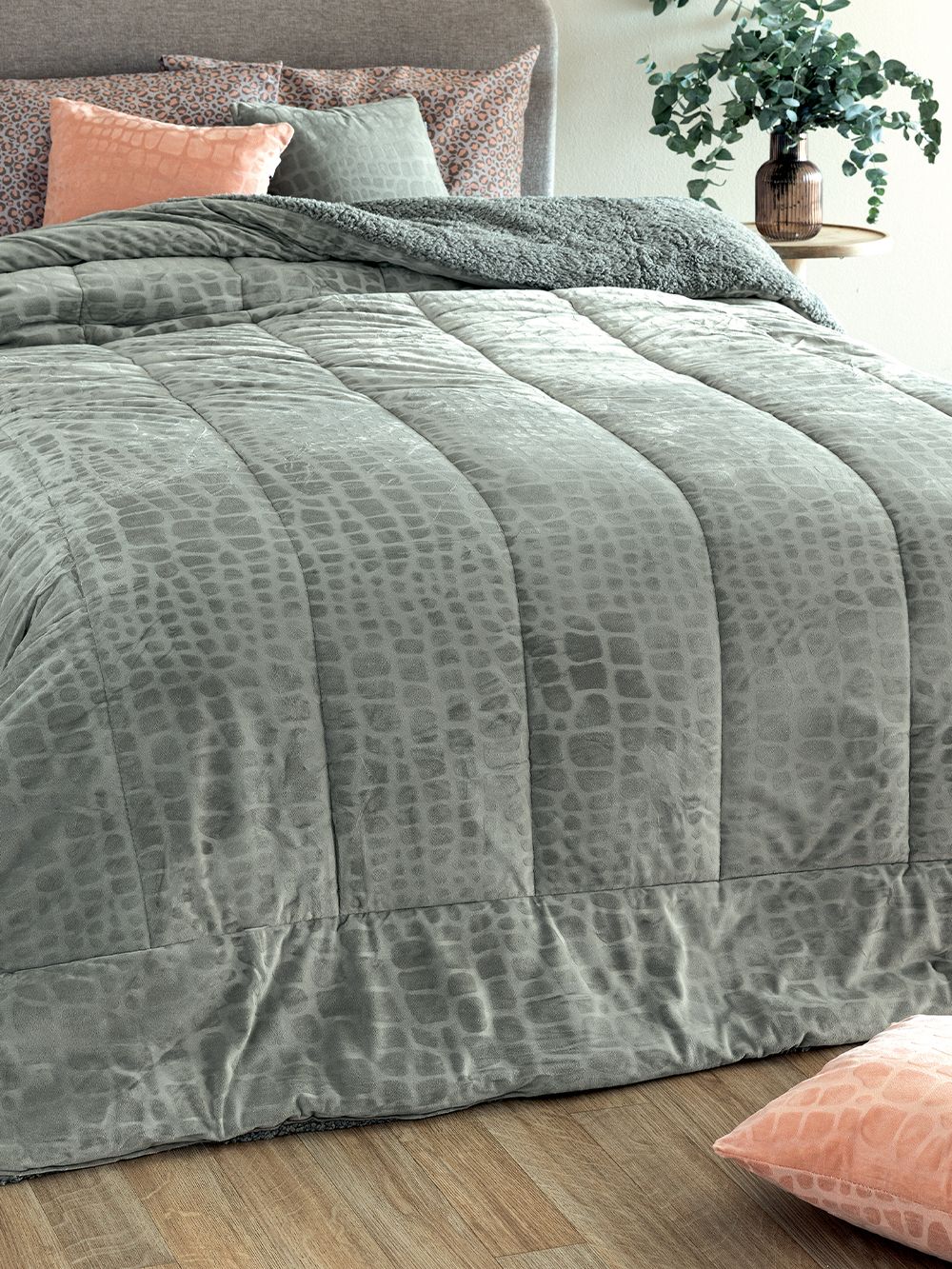 Palamaiki Κουβερτοπάπλωμα Υπέρδιπλο 220x240 FLO GREY