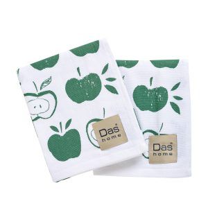 Das Home Σετ Ποτηροπανα 2 Τμχ 40Χ60 0739 Green - White Green - White
