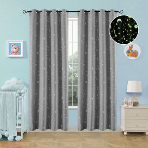 Beauty Home Κουρτίνα φωσφορίζουσα με 8 κρίκους Art 6140 140x260 Γκρι