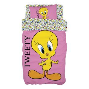 Beauty Home Σετ κουβερλί μονό Art 6190 Tweety 160x240 Ροζ