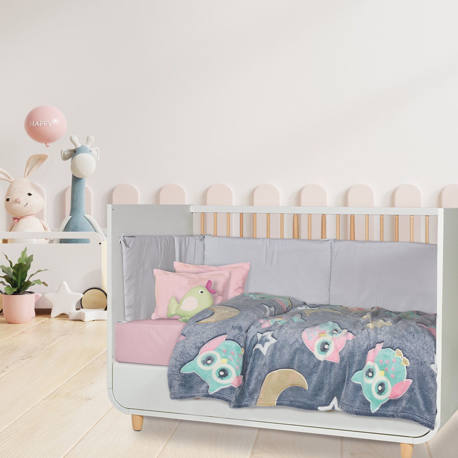 Das Baby Κουβερτα Fleece 80X110 Relax 4864 Γκρι - Κιτρινο - Ροζ Γκρι - Κιτρινο - Ροζ - Image 2