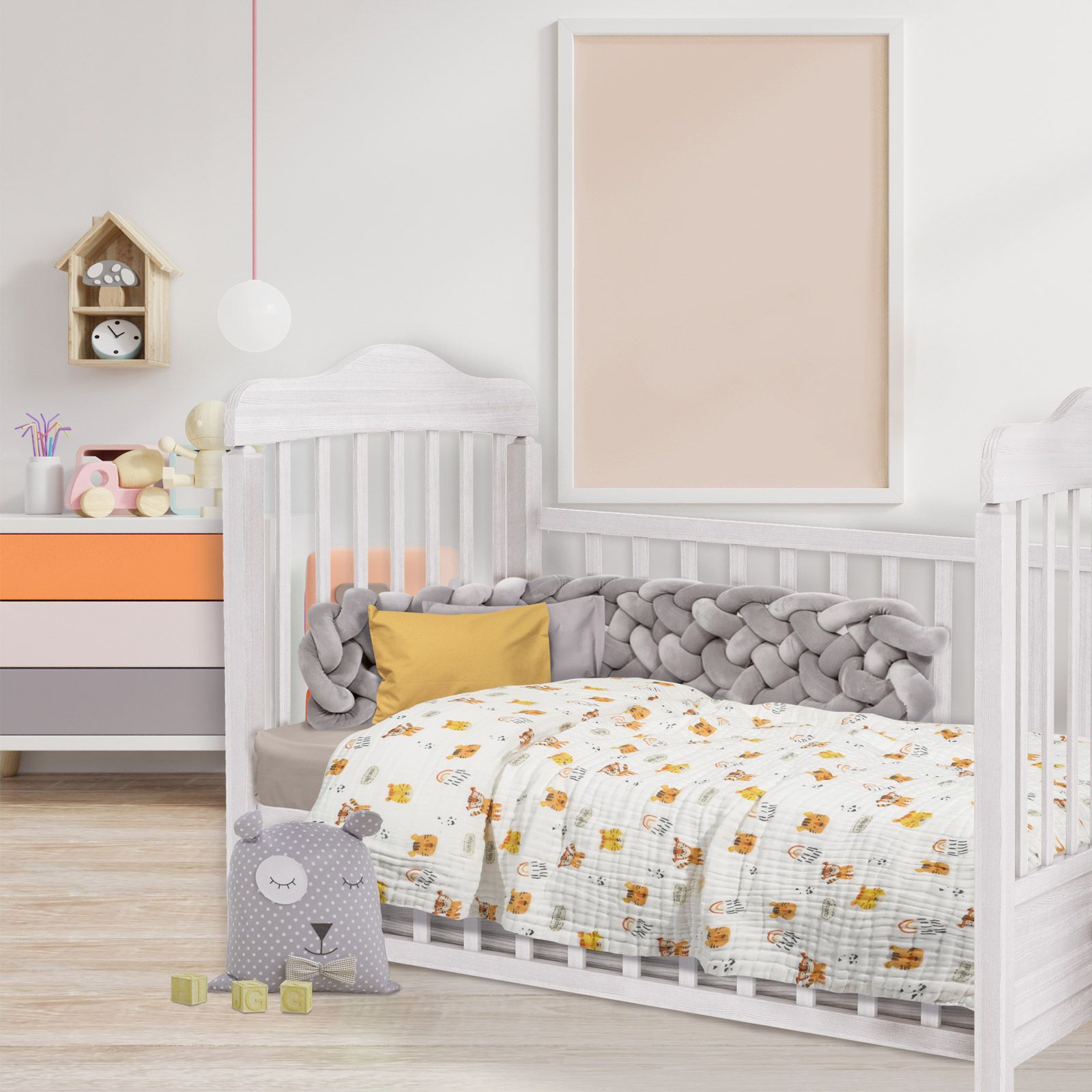 Das Baby Κουβερτα-Μουσελινα 105X150 Relax 6622 Λευκο - Πορτοκαλι Λευκο - Πορτοκαλι - Image 2