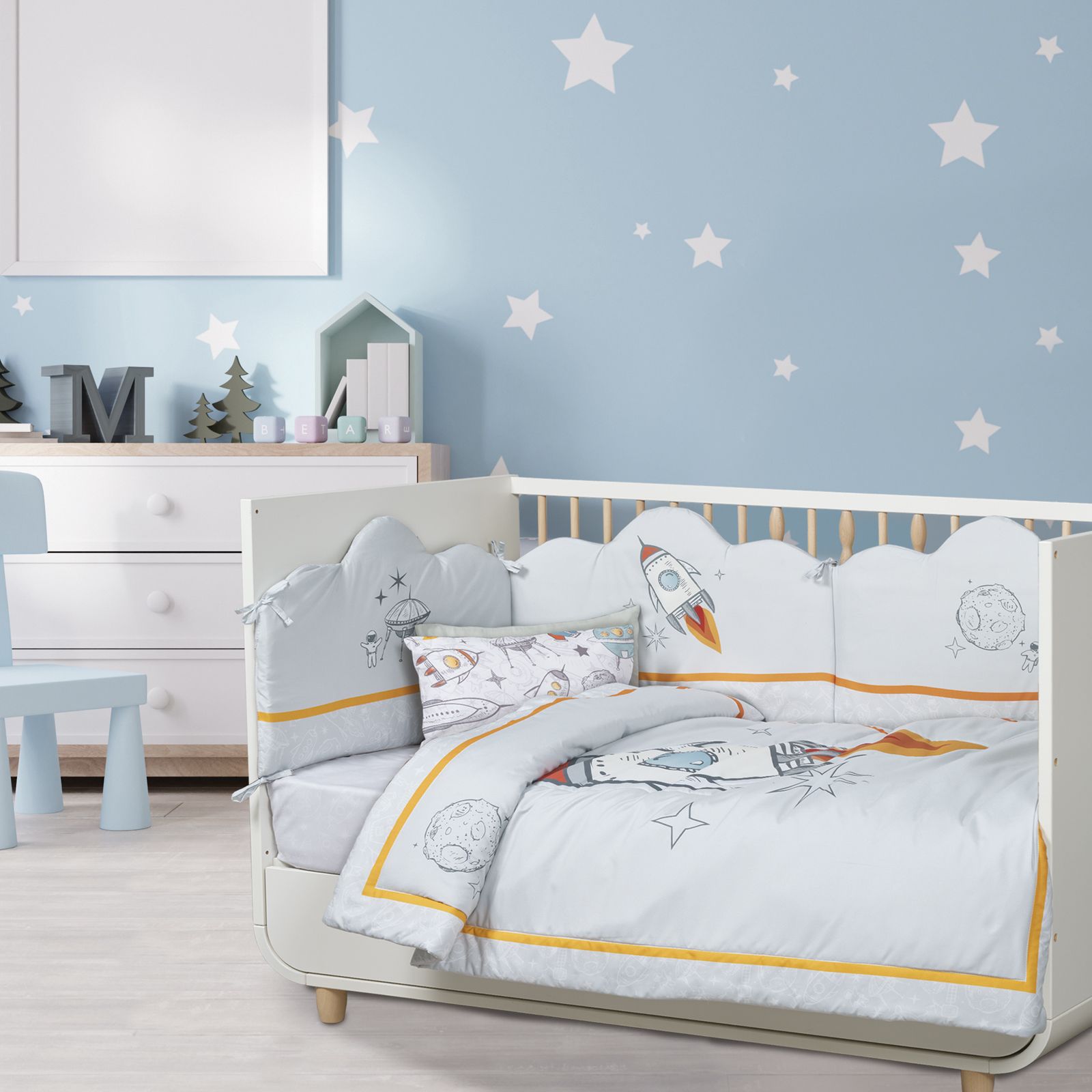 Das Baby Κουβερλι Fun 4877 Γκρι - Κιτρινο - Μπλε Γκρι - Κιτρινο - Μπλε
