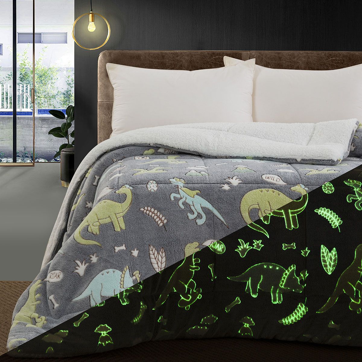 Beauty Home Κουβερτοπάπλωμα μονό φωσφοριζέ Glow Art 6270 160x220 Γκρι - Image 2