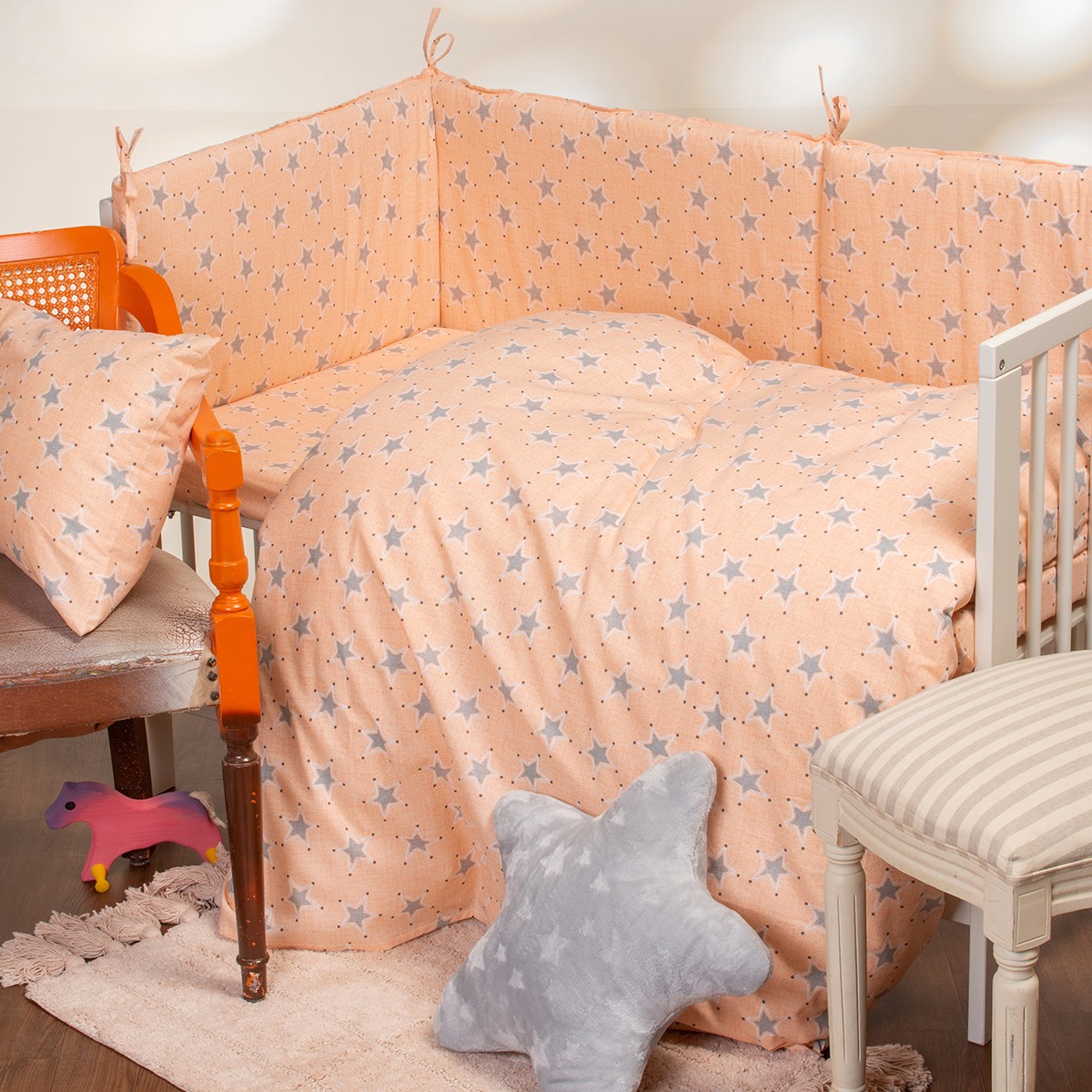 Melinen Home Σεντόνι Αγκαλιάς 85x110 Baby Line Mini Stars Rose