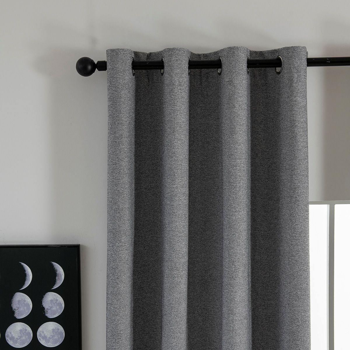 Beauty Home Κουρτίνα Full Blackout σκίασης με 8 κρίκους Elite Art 8392 Grey-Νο7 140x270 Σκούρο Γκρι - Image 3