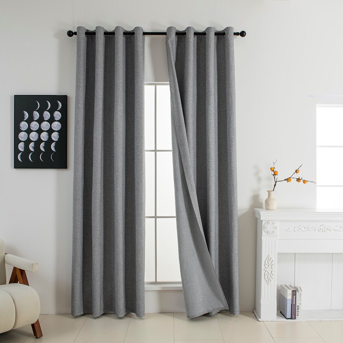 Beauty Home Κουρτίνα Full Blackout σκίασης με 8 κρίκους Elite Art 8392 Grey-Νο7 140x270 Σκούρο Γκρι - Image 6