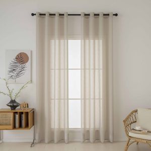 Beauty Home Κουρτίνα γάζα μονόχρωμη με 8 μεταλλικούς κρίκους Fit Art 8447 140x270 Μπεζ