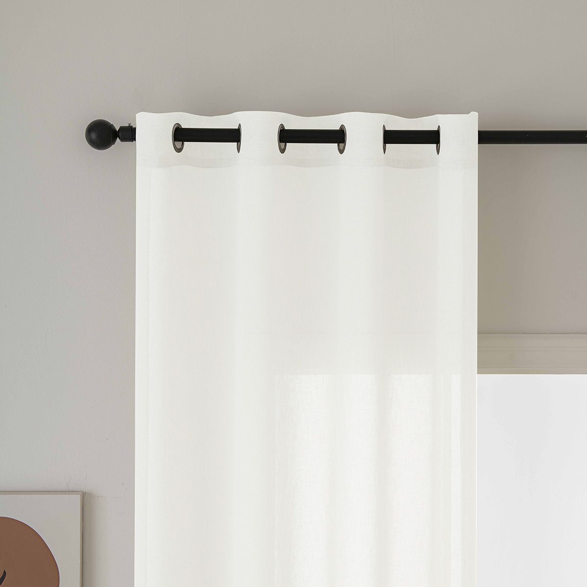 Beauty Home Κουρτίνα γάζα μονόχρωμη με 8 μεταλλικούς κρίκους Fit Art 8447 140x270 Εκρού - Image 5