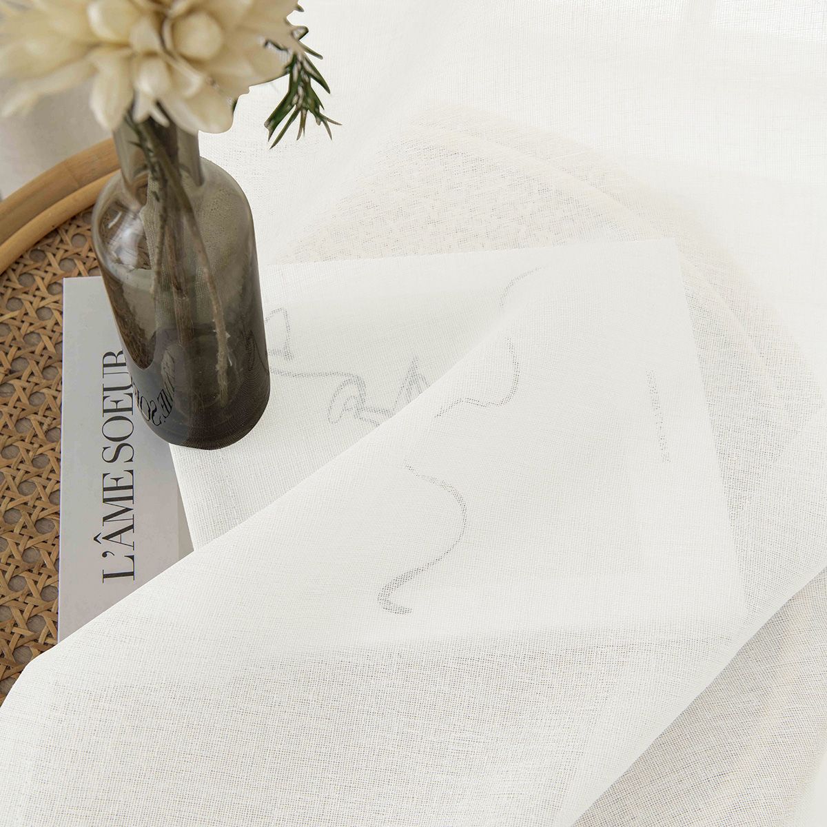 Beauty Home Κουρτίνα γάζα μονόχρωμη με 8 μεταλλικούς κρίκους Fit Art 8447 140x270 Εκρού - Image 10