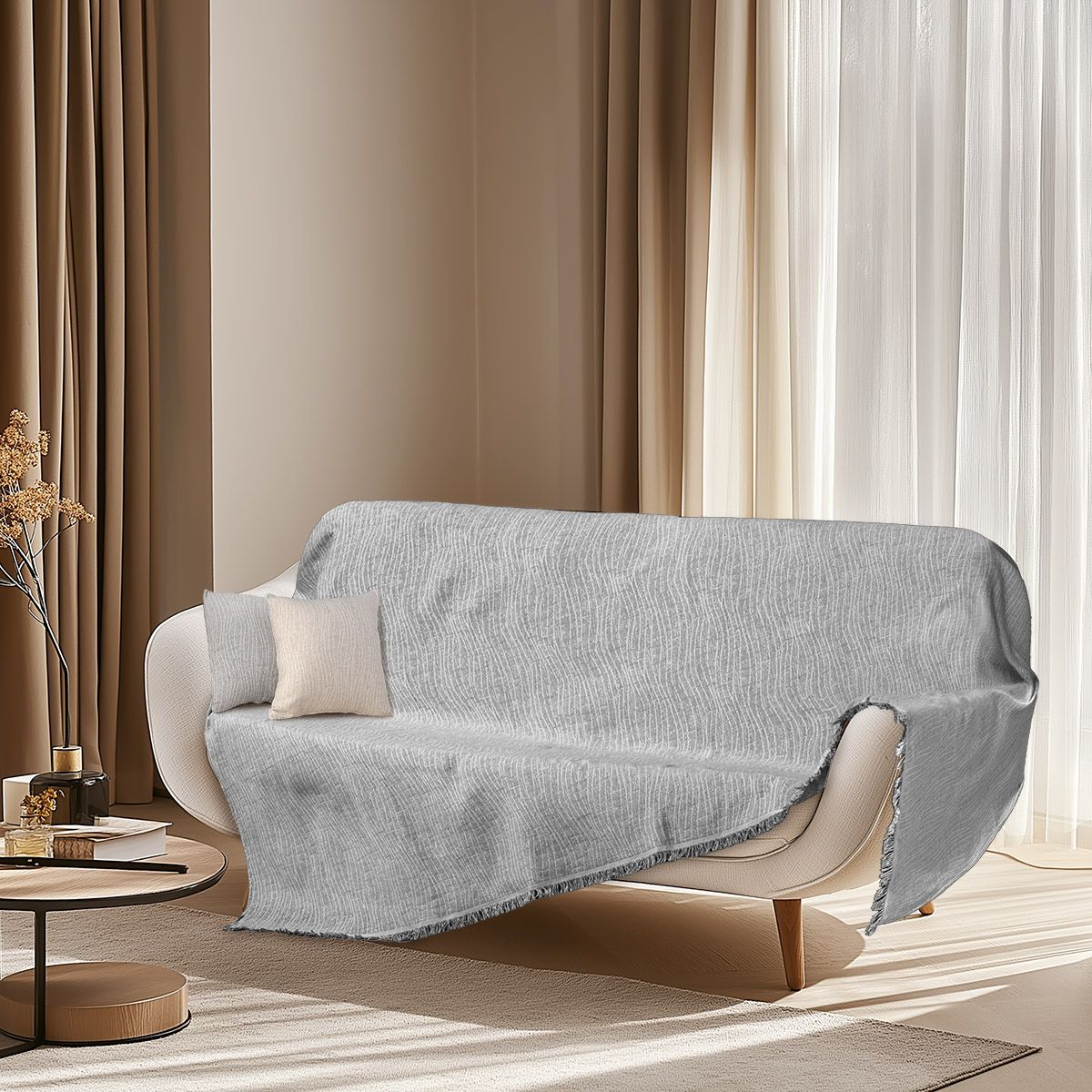 Beauty Home Ριχτάρι Τετραθέσιο Art 8704 180x330 Γκρι
