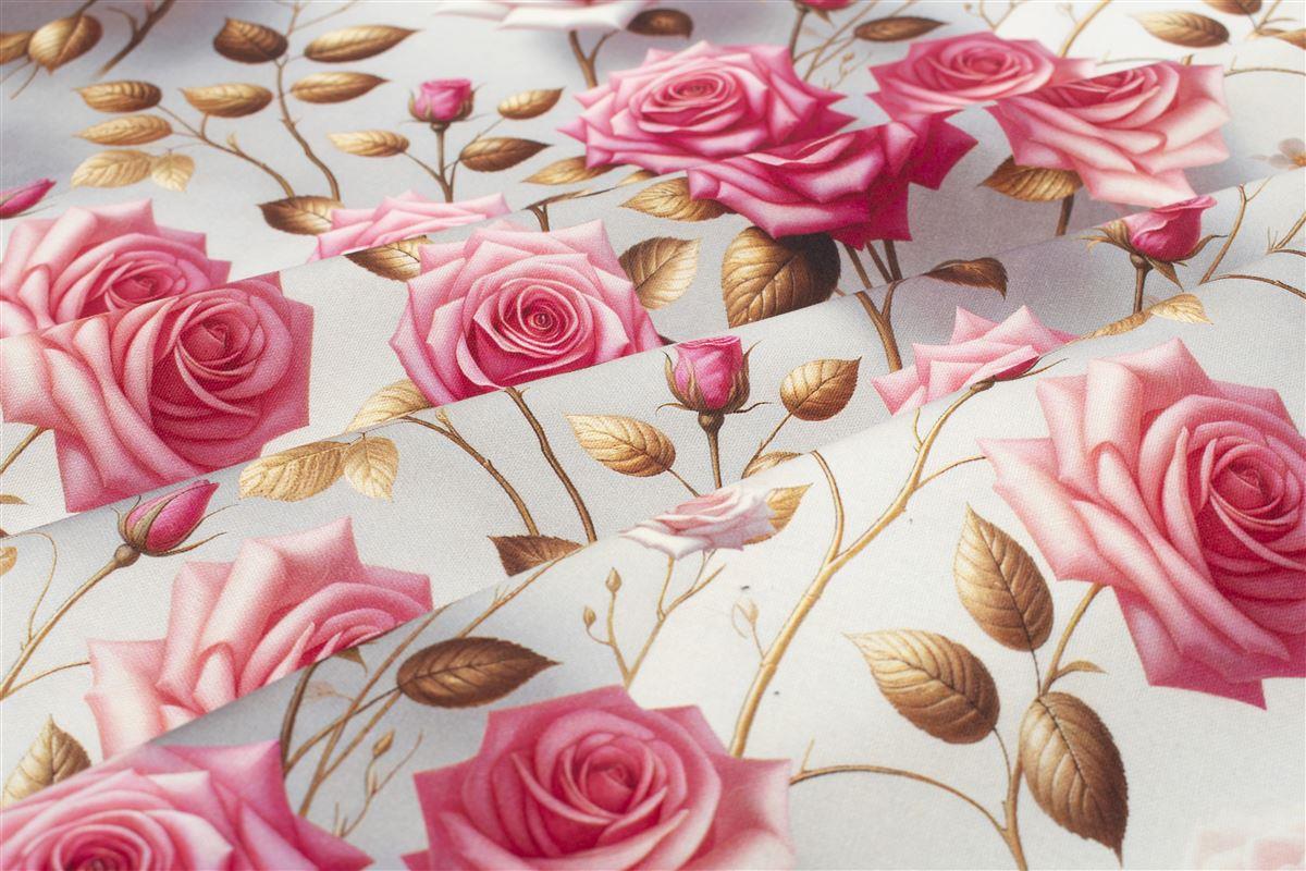 DIMcol Αλέκιαστο Καρέ Ψηφιακής Εκτύπωσης Roses 465 90X90 Grey-Pink 70/30 Cott/Pol - Image 2