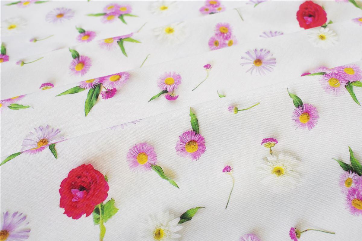 DIMcol Αλέκιαστο Καρέ Ψηφιακής Εκτύπωσης Daisies 463 90X90 White-Pink 70/30 Cott/Pol - Image 2