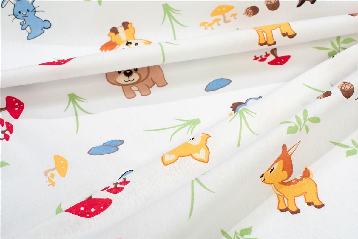 DIMcol Σεντονάκι Λίκνου bebe Forest Animals 570 80X110 White-Sky Blue 100% Cotton