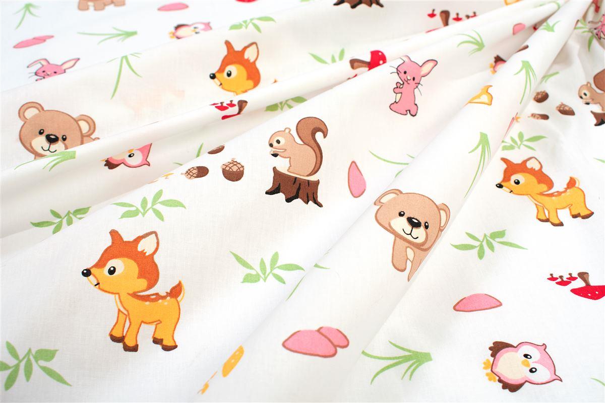 DIMcol Κατωσέντονο Με Λάστιχο bebe Forest Animals 571 0,70X1,40X0,15 White-Pink 100% Cotton - Image 2