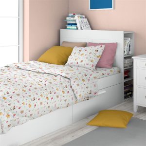 DIMcol Σεντόνια Εμπριμέ Σετ 3 τεμ kids Forest Animals 571 160X240 White-Pink 100% Cotton