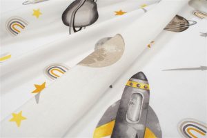 DIMcol Σεντονάκι Λίκνου bebe Space Mission 183 80X110 White-Grey 100% Cotton