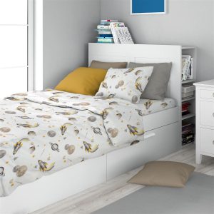 DIMcol Σεντόνια Εμπριμέ Σετ 2 τεμ kids Space Mission 183 160X240 White-Grey 100% Cotton