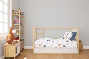 DIMcol Κατωσέντονο Με Λάστιχο bebe Rainbow 574 0,70X1,40X0,15 White-Blue 100% Cotton