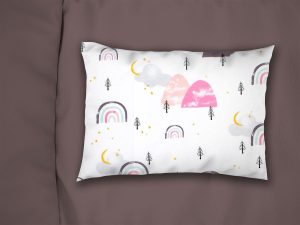 DIMcol Μαξιλαροθήκη Εμπριμέ bebe Rainbow 575 35X45 White-Pink 100% Cotton
