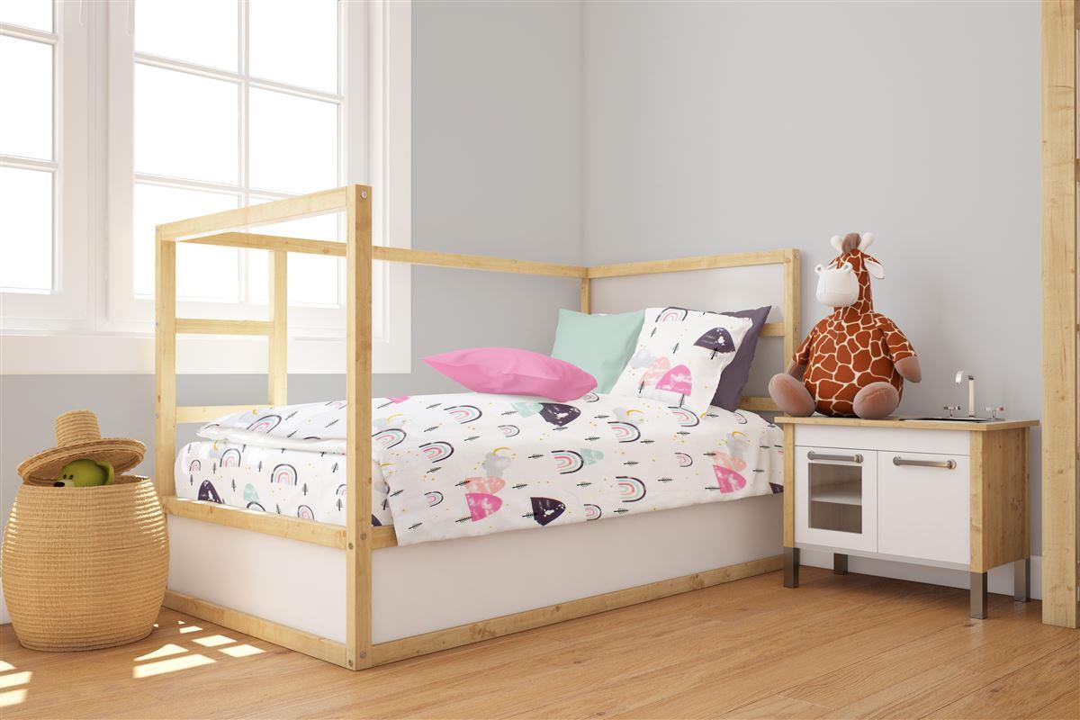 DIMcol Παπλωματοθήκη Εμπριμέ bebe Rainbow 575 120X160 White-Pink 100% Cotton