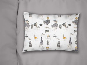 DIMcol Μαξιλαροθήκη Εμπριμέ bebe Seabirds 578 35X45 White-Grey 100% Cotton