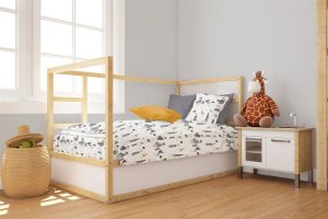 DIMcol Παπλωματοθήκη Εμπριμέ bebe Seabirds 578 120X160 White-Grey 100% Cotton