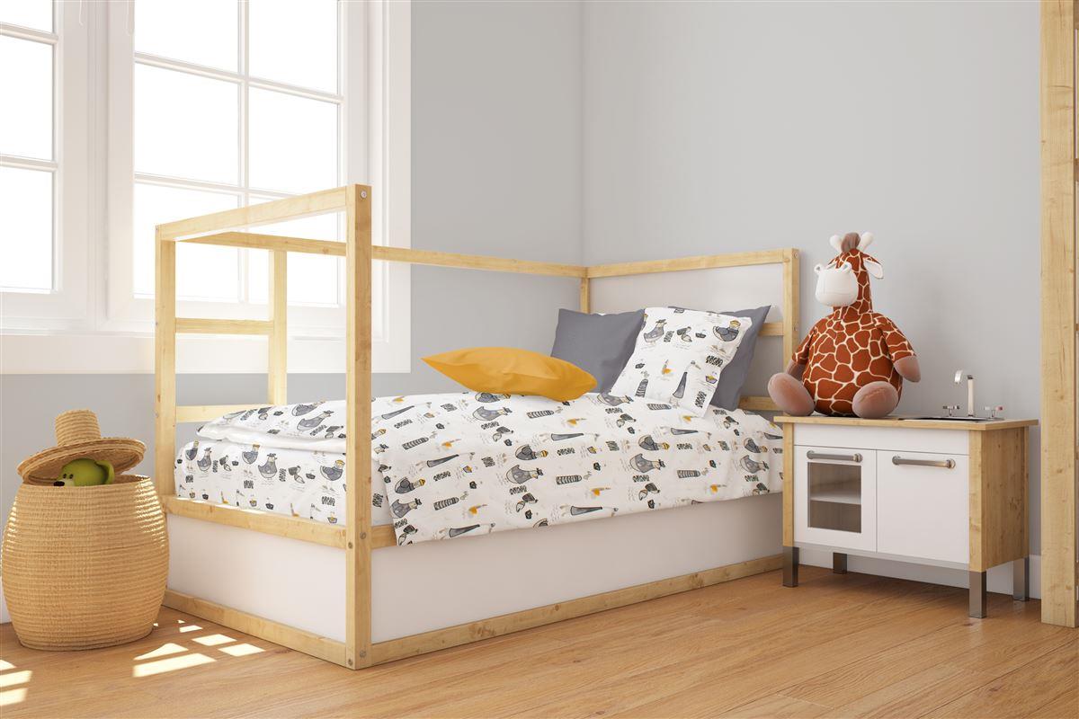 DIMcol Παπλωματοθήκη Εμπριμέ bebe Seabirds 578 120X160 White-Grey 100% Cotton