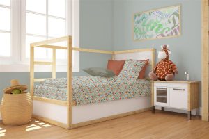 DIMcol Παπλωματοθήκη Εμπριμέ bebe Fox 528 120X160 Pale Cyan 100% Cotton