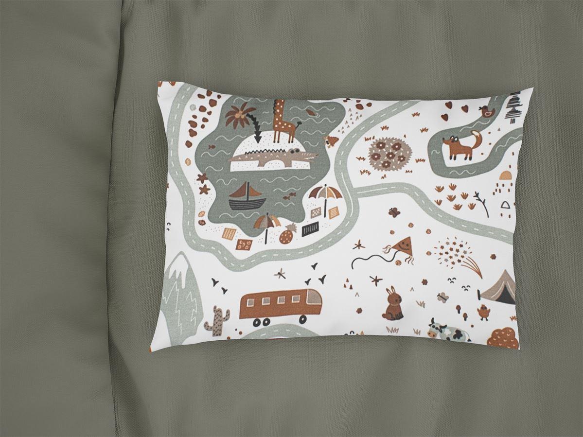 DIMcol Μαξιλαροθήκη Εμπριμέ kids Countryside 580 50X70 White-Mint 100% Cotton