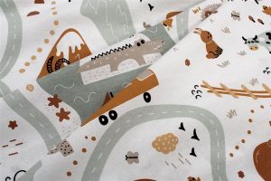 DIMcol Σεντονάκι Λίκνου bebe Countryside 580 80X110 White-Mint 100% Cotton