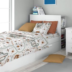 DIMcol Σεντόνια Εμπριμέ Σετ 2 τεμ kids Countryside 580 160X240 White-Mint 100% Cotton