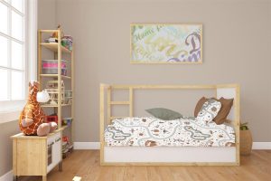 DIMcol Σεντόνια Εμπριμέ Σετ 3 τεμ bebe Countryside 580 120X160 White-Mint 100% Cotton