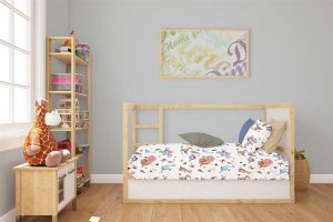 DIMcol Κατωσέντονο Με Λάστιχο bebe Dinosaur 519 0,70X1,40X0,15 White-Blue 100% Cotton