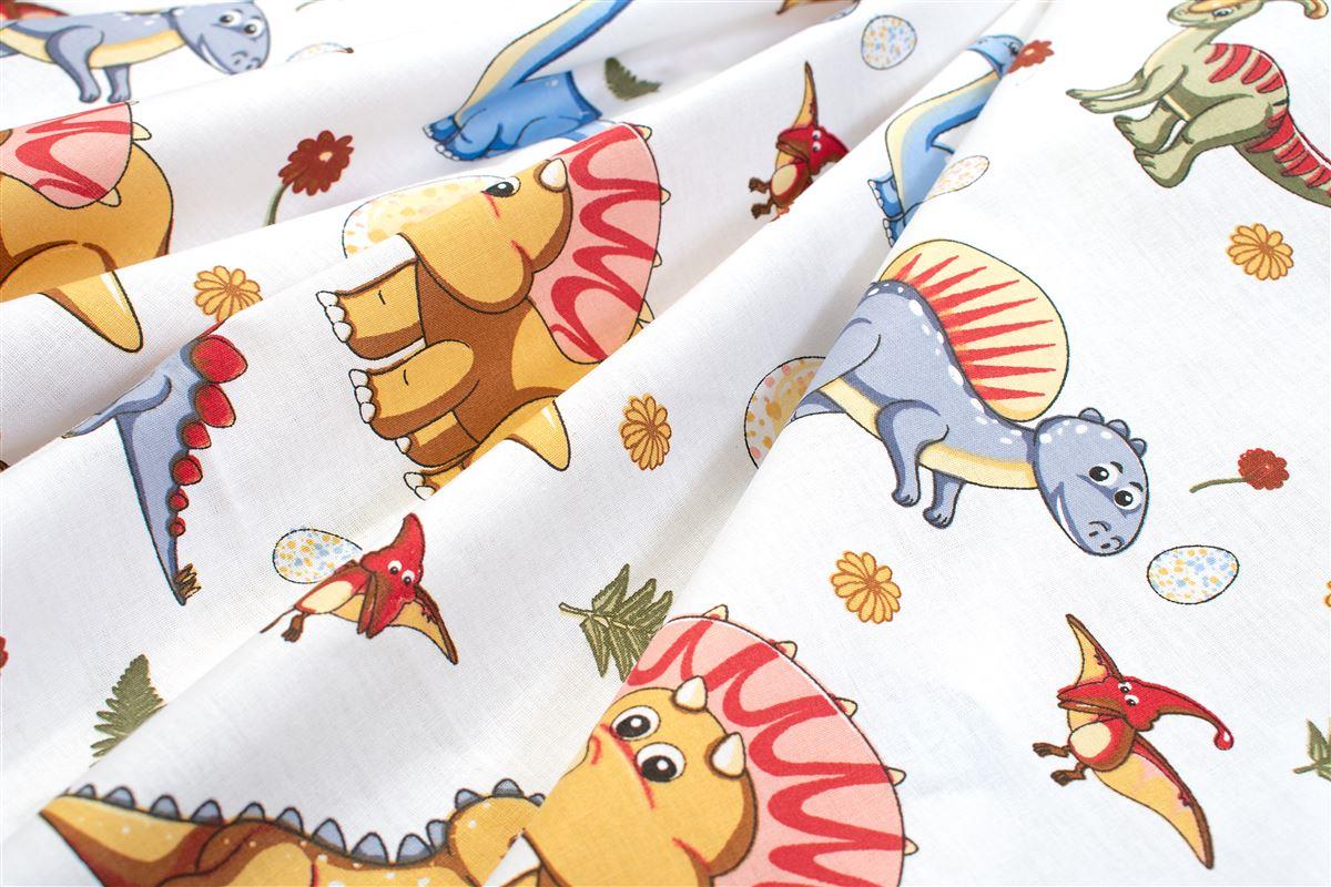 DIMcol Πάνα Χασέ bebe Dinosaur 519 80X80 White-Blue 100% Cotton