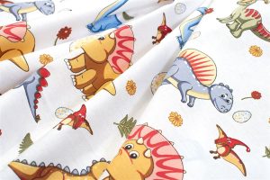 DIMcol Σεντονάκι Λίκνου bebe Dinosaur 519 80X110 White-Blue 100% Cotton