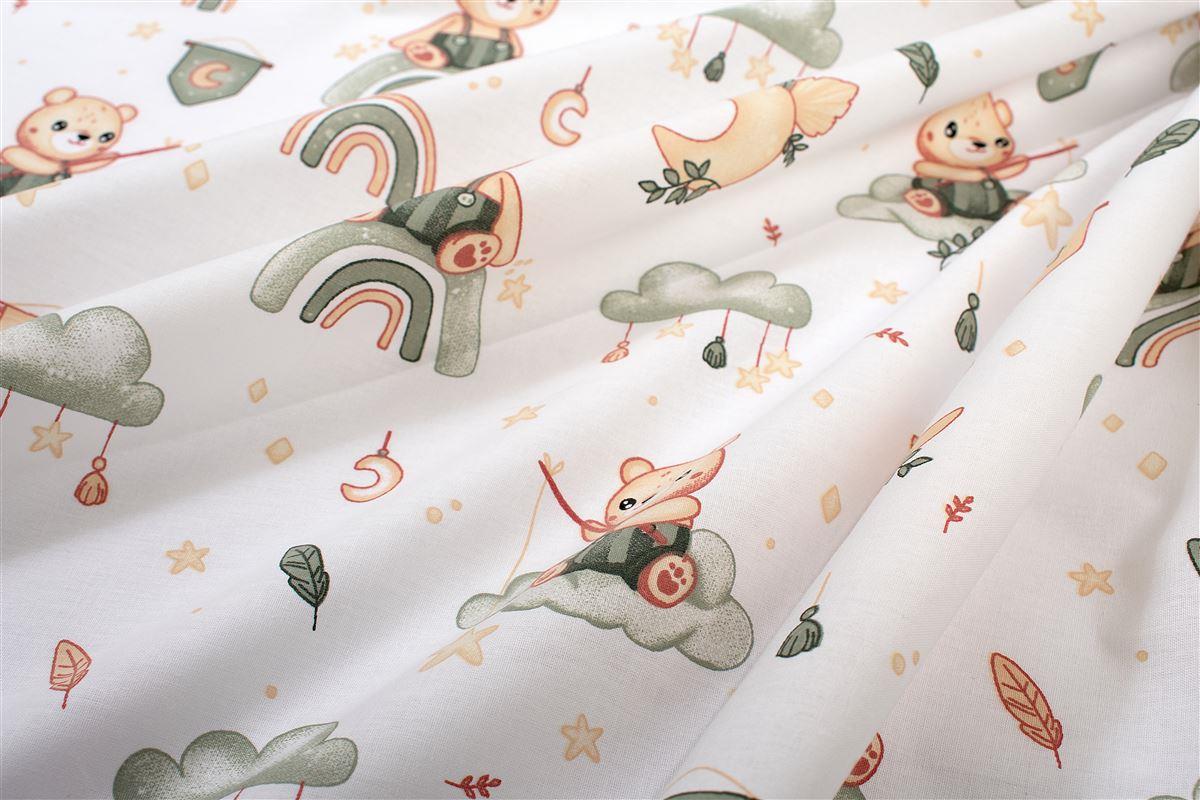 DIMcol Σεντονάκι Λίκνου bebe Cloudy Bear 581 80X110 White-Olive 100% Cotton