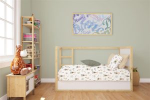 DIMcol Σεντόνια Εμπριμέ Σετ 3 τεμ bebe Cloudy Bear 581 120X160 White-Olive 100% Cotton