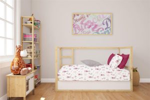 DIMcol Κατωσέντονο Με Λάστιχο bebe Cloudy Bear 582 0,70X1,40X0,15 White-Pink 100% Cotton