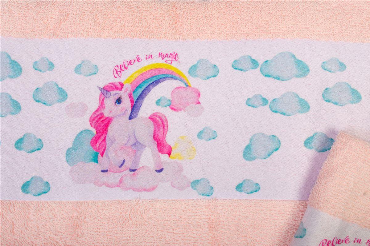 DIMcol Πετσέτα Σετ 2 τεμ Με Ψηφιακή Εκτύπωση bebe Magic Unicorn 315 30X50,70X140 Pink 100% Cotton - Image 2
