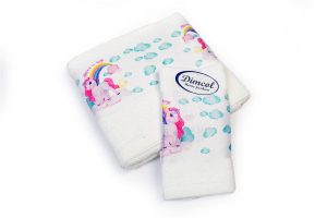 DIMcol Πετσέτα Σετ 2 τεμ Με Ψηφιακή Εκτύπωση bebe Magic Unicorn 316 30X50,70X140 White 100% Cotton
