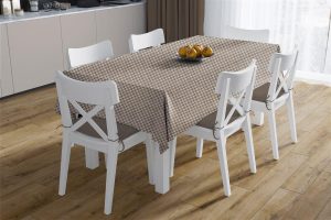 DIMcol Τραπεζομάντηλο Αλέκιαστο Houndstooth 473 140X180 Beige 70/30 Cott/Pol