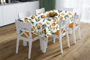 DIMcol Τραπεζομάντηλο Αλέκιαστο Oranges 474 140X180 White-Orange 70/30 Cott/Pol