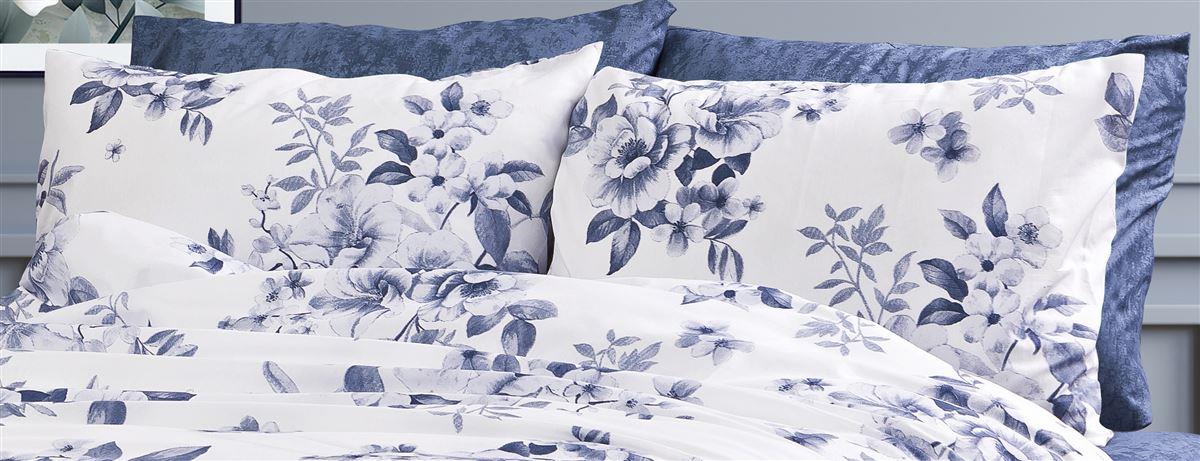 DIMcol Μαξιλαροθήκη Εμπριμέ Βερονίκη 486 50X70 White-Blue 70/30 Cott/Pol