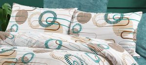 DIMcol Μαξιλαροθήκη Εμπριμέ Διώνη 601 50X70 White-Petrol 70/30 Cott/Pol