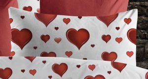 DIMcol Μαξιλαροθήκη Εμπριμέ Πάθος 607 50X70 White-Red 70/30 Cott/Pol