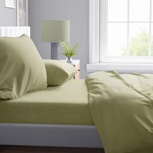 DIMcol Σεντόνια Σετ 4 τεμ Solid 504 220X240 Olive 100% Cotton