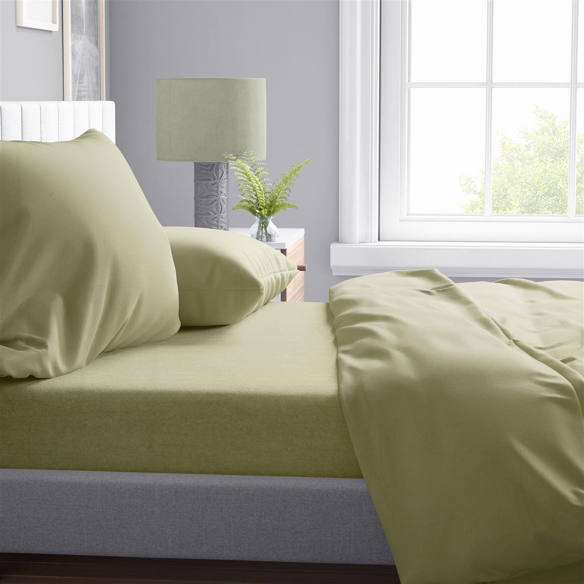 DIMcol Σεντόνια Σετ 4 τεμ Solid 504 220X240 Olive 100% Cotton