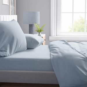 DIMcol Σεντόνια Σετ 4 τεμ Solid 505 220X240 Light Blue-Grey 100% Cotton
