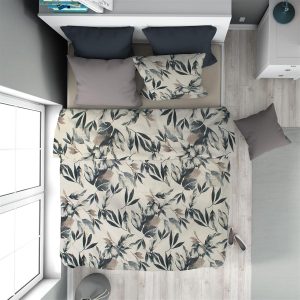 DIMcol Παπλωματοθήκη Εμπριμέ Ευριδίκη 710 160X240 Ecru-Black 100% Cotton